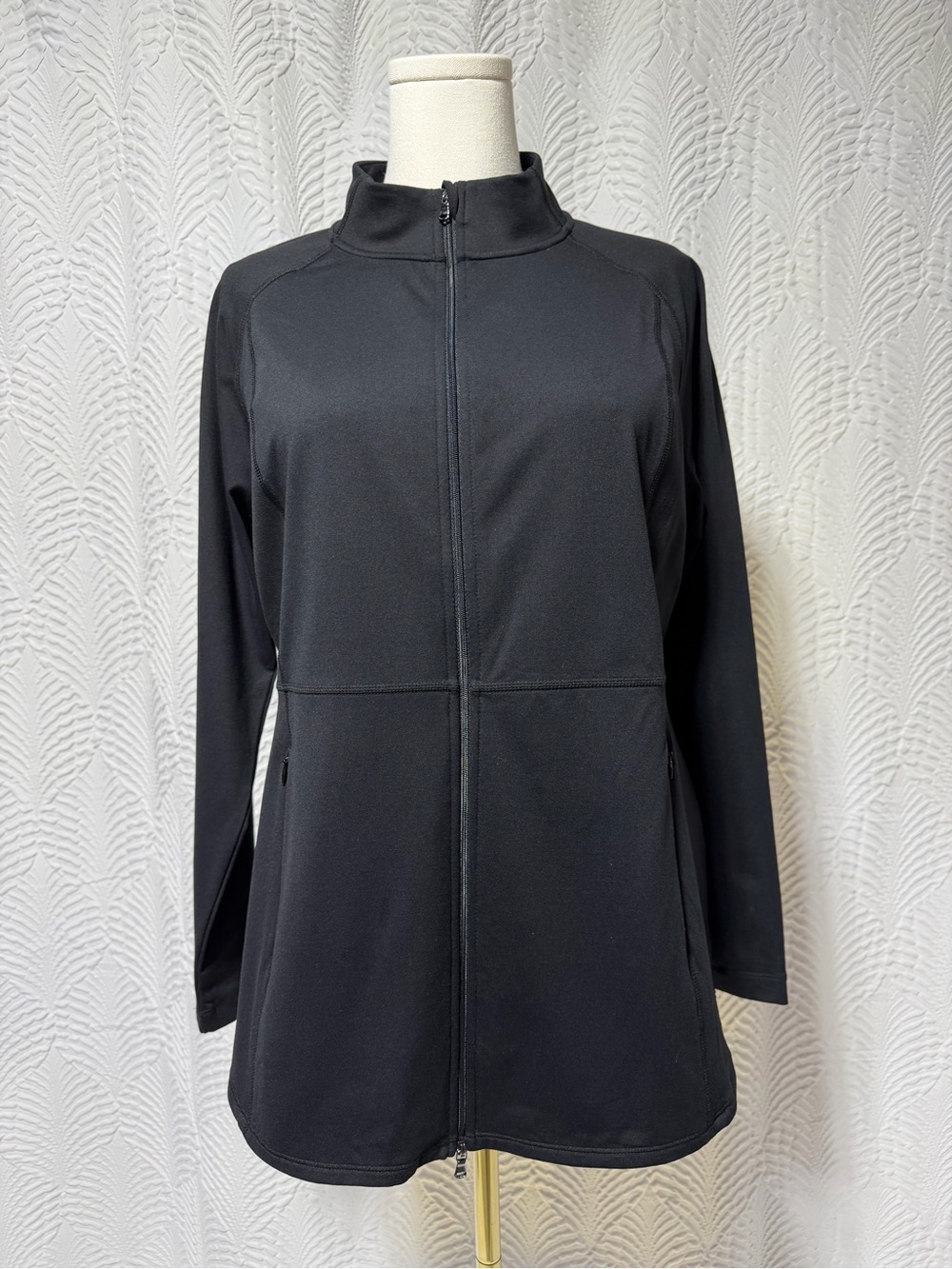 J. Jill Fit Out & About Black Full-Zip Jacket (Size LP)